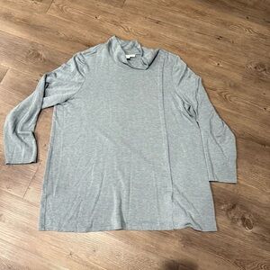 J Jill Light Grey Long Sleeve Tunic Top Tranquility Fleece XL